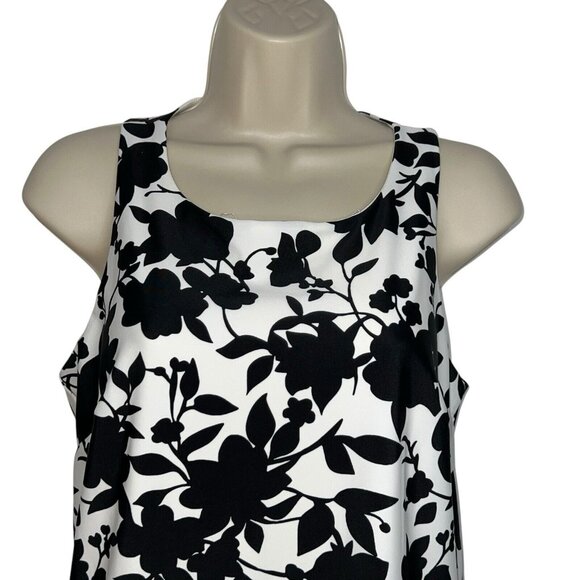 GINGY’S SUMMER SKORT DRESS BLACK AND WHITE FLORAL WOMEN SIZE MEDIUM RACERBACK - Picture 2 of 10